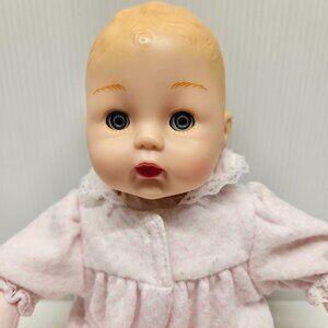 Madame Alexander 2015 Pink Check Huggums Vinyl Doll Sleepy Eyes Squeaks